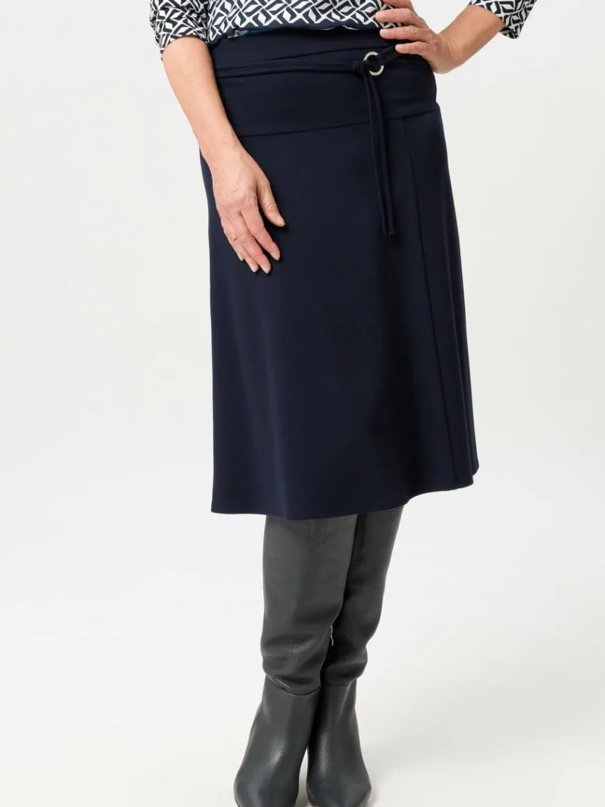 Frank Walder Röcke*Damen Midirock marine blau uni