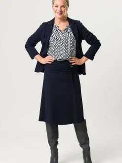 Frank Walder Röcke*Damen Midirock marine blau uni