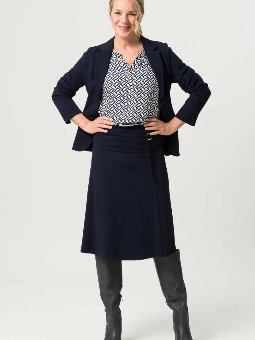 Frank Walder Röcke*Damen Midirock marine blau uni