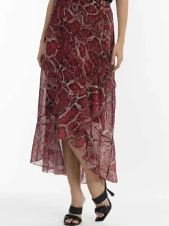 Faina Röcke*Damen Midirock rot gemustert