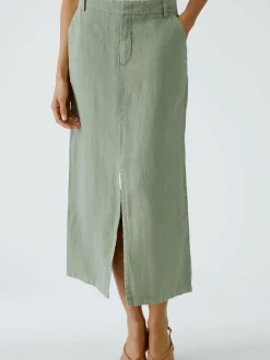 Oui Röcke*Damen Midirock grün uni