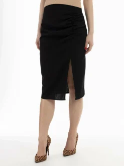 Faina Röcke*Damen Midirock schwarz uni