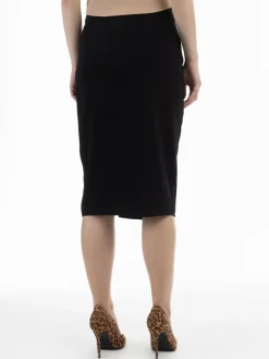 Faina Röcke*Damen Midirock schwarz uni