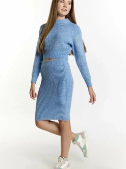 MyMo Röcke*Damen Midirock blau uni