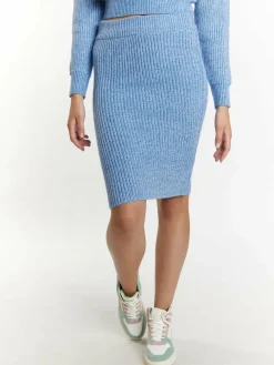 MyMo Röcke*Damen Midirock blau uni