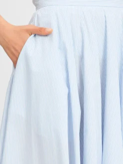 Gant Röcke*Damen Midirock hellblau weiß gestreift