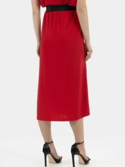 Faina Röcke*Damen Midirock rot uni