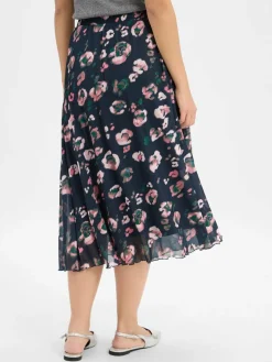 Nümph Röcke*Damen Midirock - Numilina marine rosa gemustert
