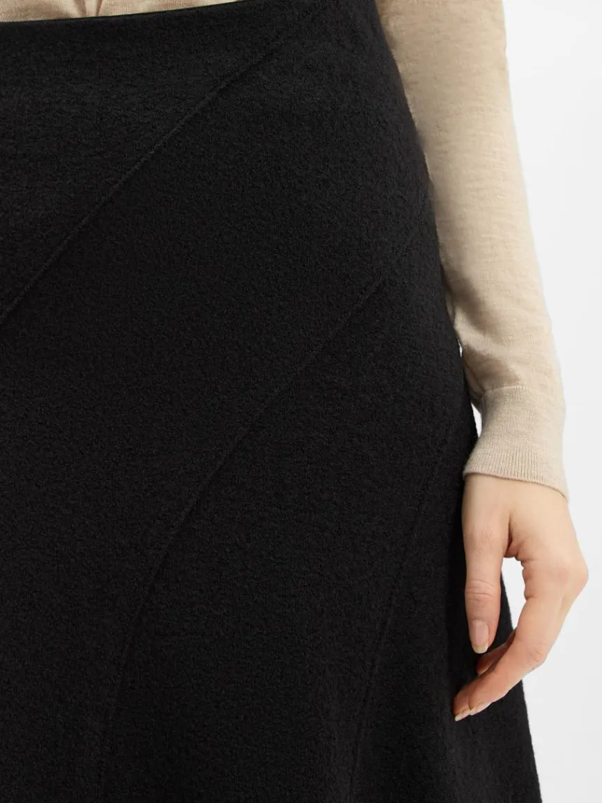 BOSS Röcke*Damen Midirock aus Schurwolle - Vicena schwarz strukturiert