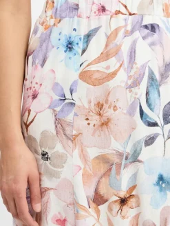 Franco Callegari Röcke*Damen Midirock mit Leinenanteil flieder weiß bedruckt