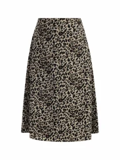 Faina Röcke*Damen Midirock mit Leo-Print beige gemustert