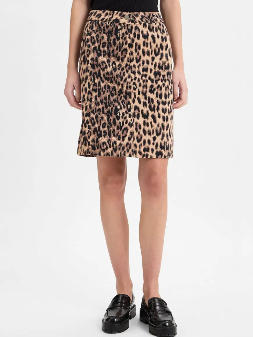 Marie Lund Röcke*Damen Mini-Jeansrock camel schwarz gemustert