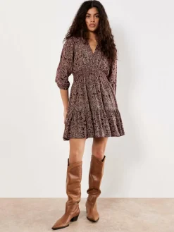 Apricot Kleider*Damen Minikleid rosenholz gemustert