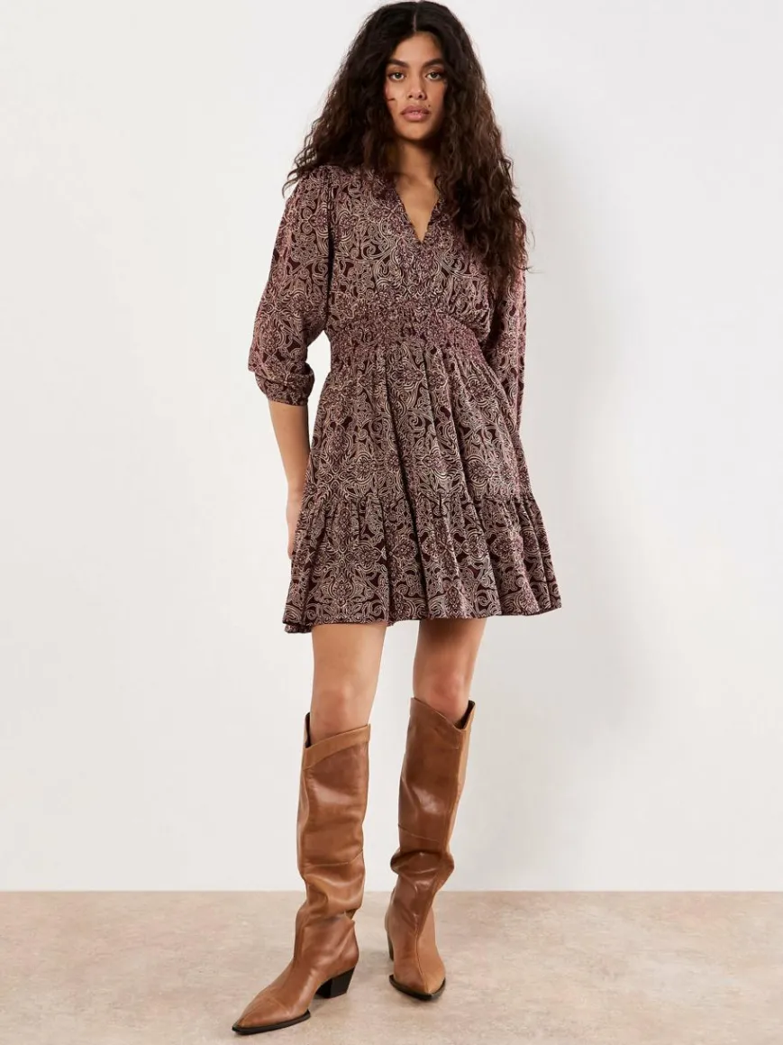 Apricot Kleider*Damen Minikleid rosenholz gemustert