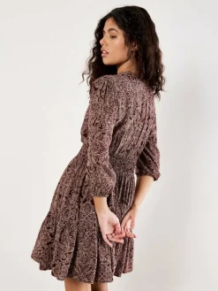 Apricot Kleider*Damen Minikleid rosenholz gemustert