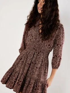 Apricot Kleider*Damen Minikleid rosenholz gemustert