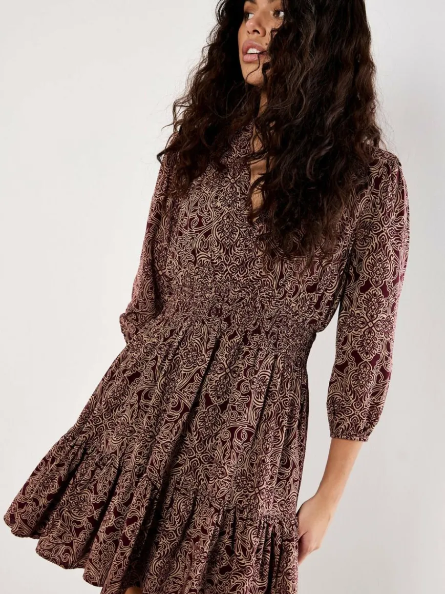 Apricot Kleider*Damen Minikleid rosenholz gemustert