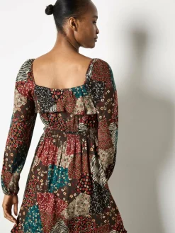 Apricot Kleider*Damen Minikleid braun gemustert