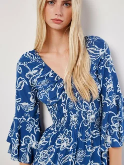 Apricot Kleider*Damen Minikleid blau gemustert