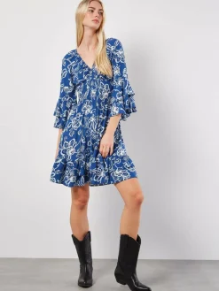 Apricot Kleider*Damen Minikleid blau gemustert