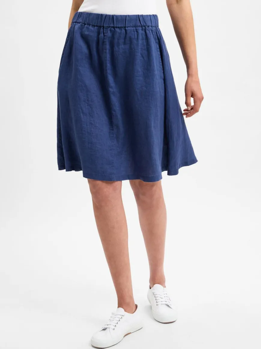 Marie Lund Röcke*Damen Minirock aus Leinen marine uni