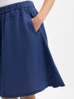 Marie Lund Röcke*Damen Minirock aus Leinen marine uni