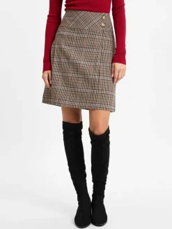 Franco Callegari Röcke*Damen Minirock mit Wollanteil melange bordeaux kariert