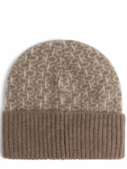 Calvin Klein Mützen & Hüte*Damen Mütze mit Alpaka-Anteil taupe ecru gemustert