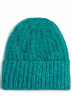 american vintage Mützen & Hüte*Damen Mütze mit Alpaka-und Wollanteil - East aqua meliert