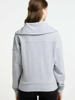 Dreimaster Sweatshirts & Sweatjacken*Damen Oversized Sweatshirt hellgrau meliert