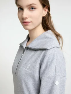 Dreimaster Sweatshirts & Sweatjacken*Damen Oversized Sweatshirt hellgrau meliert