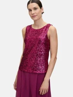 Vera Mont Blusen*Damen Pailletten-Top rot uni