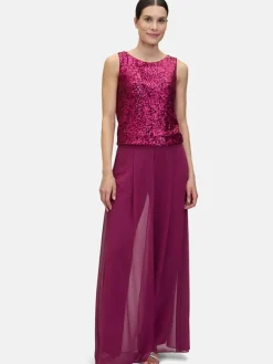 Vera Mont Blusen*Damen Pailletten-Top rot uni