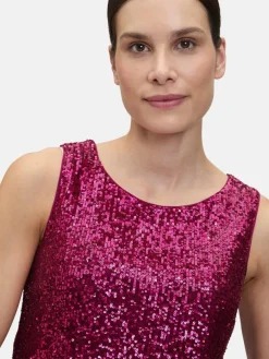 Vera Mont Blusen*Damen Pailletten-Top rot uni