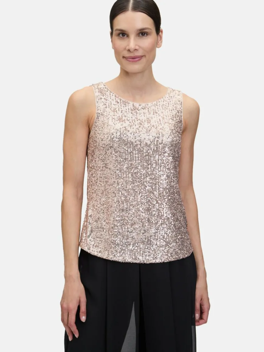 Vera Mont Blusen*Damen Pailletten-Top beige uni