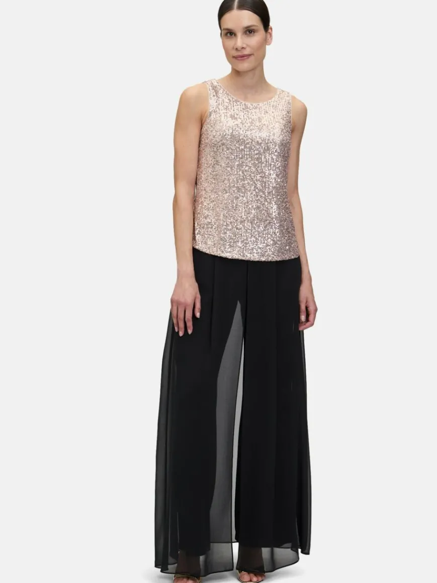 Vera Mont Blusen*Damen Pailletten-Top beige uni