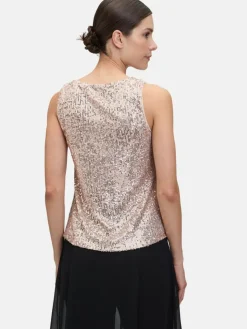 Vera Mont Blusen*Damen Pailletten-Top beige uni