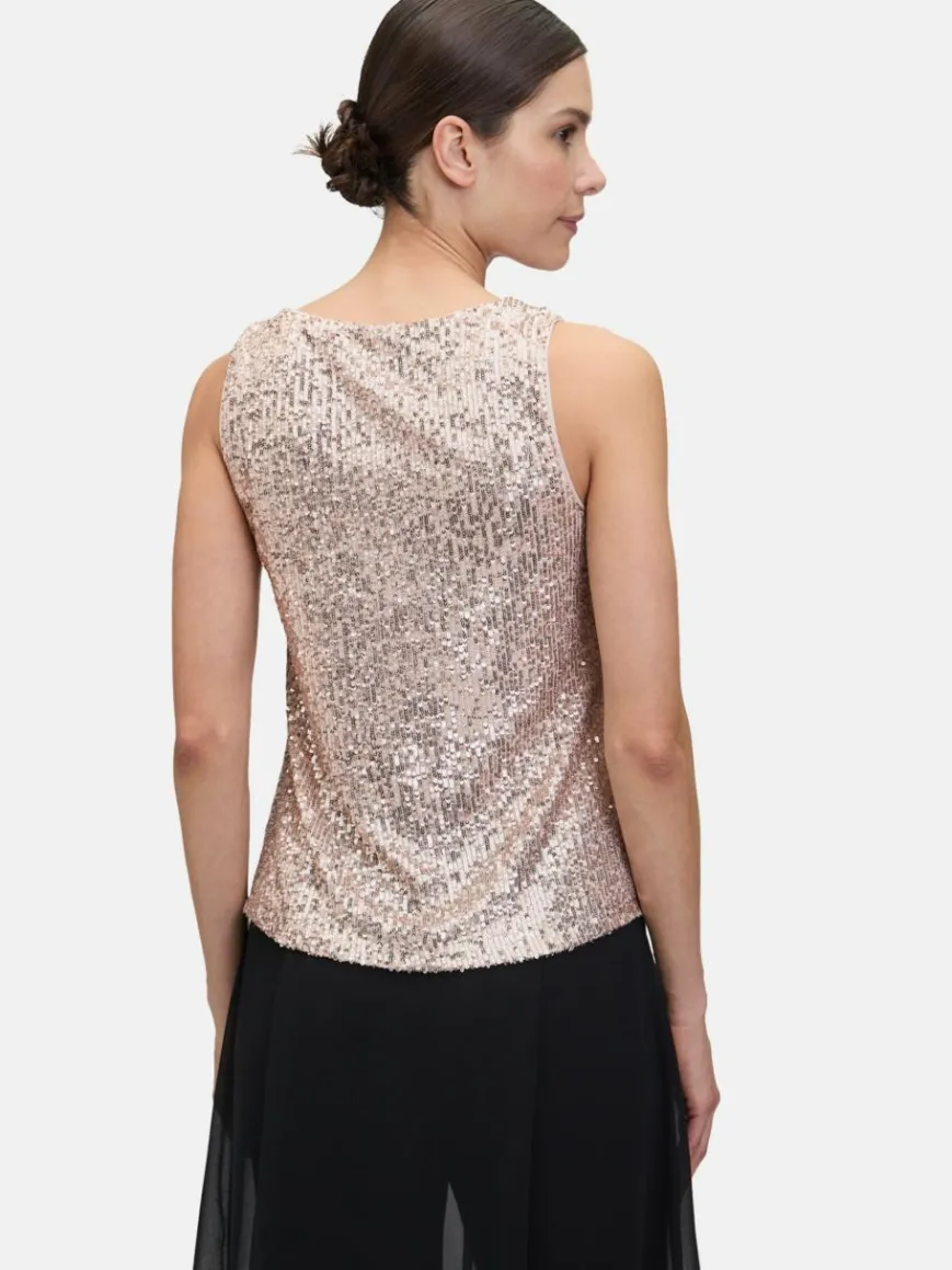 Vera Mont Blusen*Damen Pailletten-Top beige uni