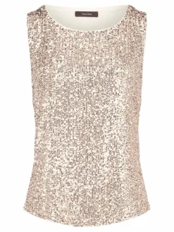 Vera Mont Blusen*Damen Pailletten-Top beige uni