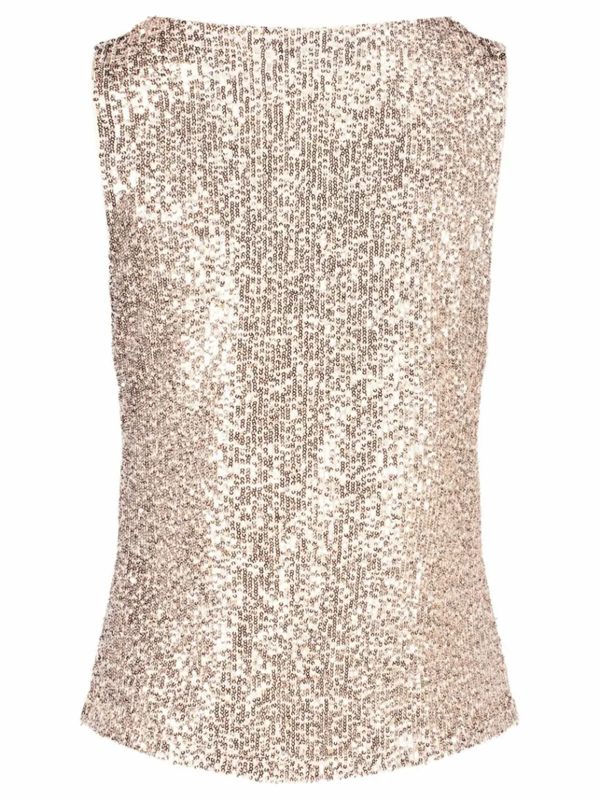 Vera Mont Blusen*Damen Pailletten-Top beige uni