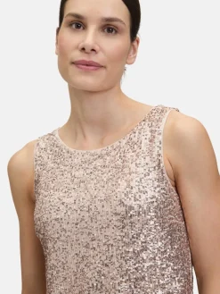 Vera Mont Blusen*Damen Pailletten-Top beige uni