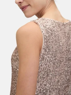 Vera Mont Blusen*Damen Pailletten-Top beige uni