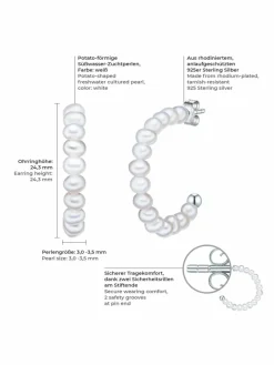 Valero Pearls Schmuck*Damen Perlen-Creolen weiß uni