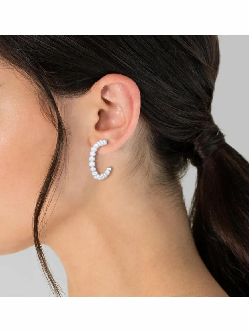 Valero Pearls Schmuck*Damen Perlen-Creolen weiß uni