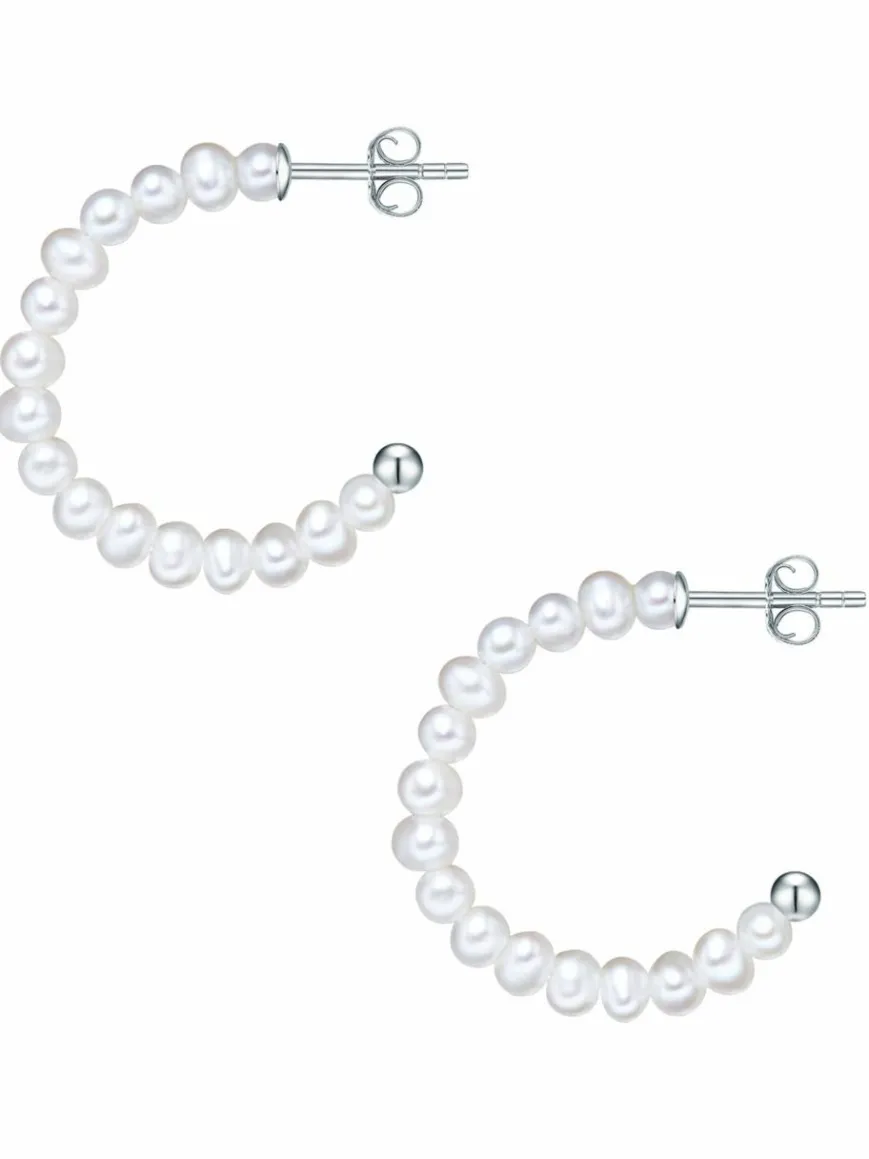 Valero Pearls Schmuck*Damen Perlen-Creolen weiß uni