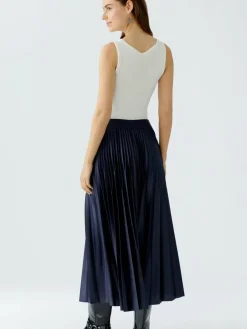 Oui Röcke*Damen Plisseerock blau uni