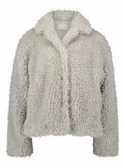 Amber & June Jacken & Westen*Damen Plüschjacke grau light stone uni