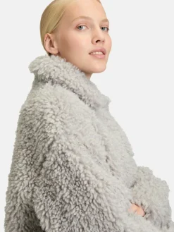 Amber & June Jacken & Westen*Damen Plüschjacke grau light stone uni