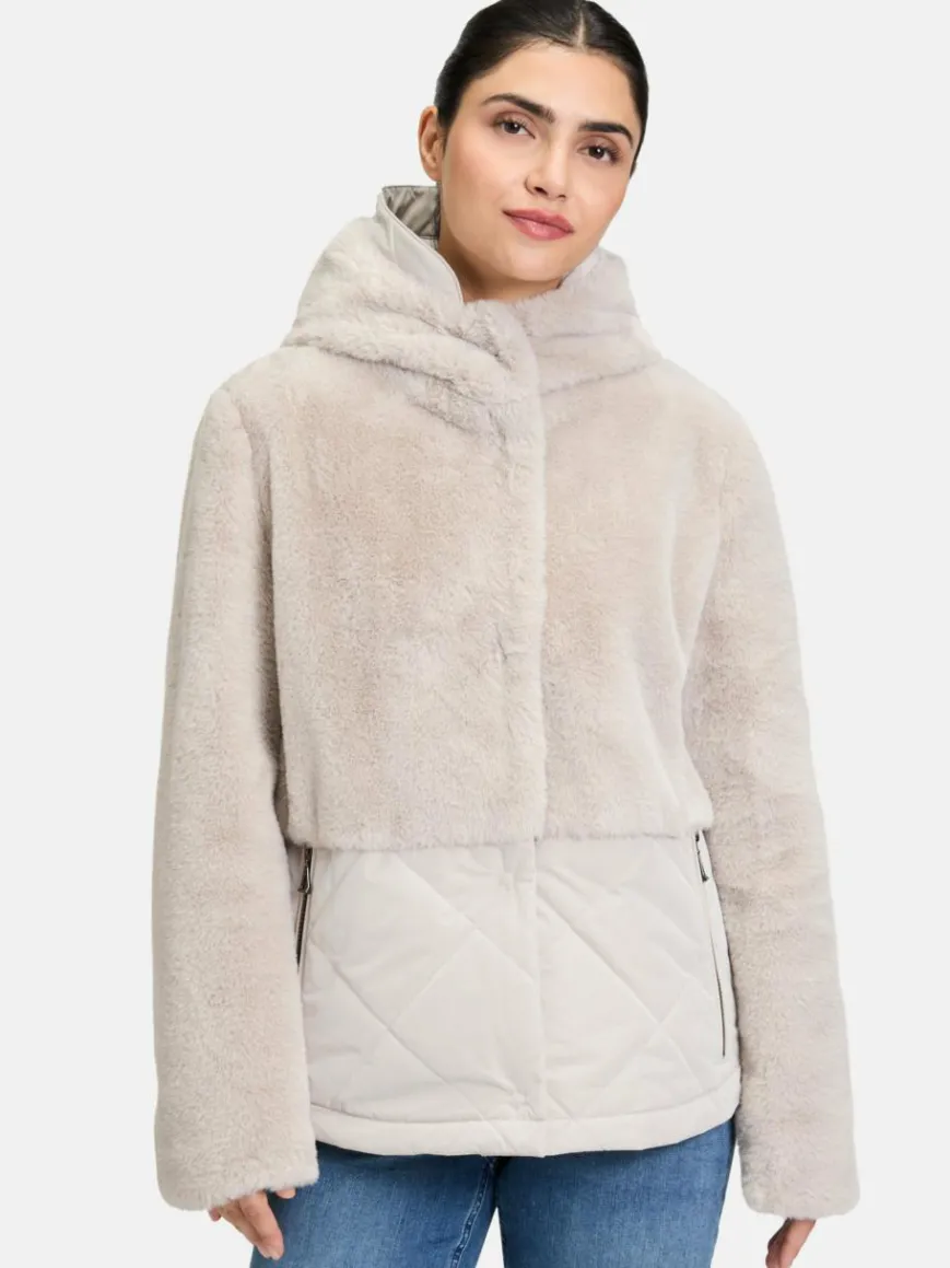 Amber & June Jacken & Westen*Damen Plüschjacke grau uni