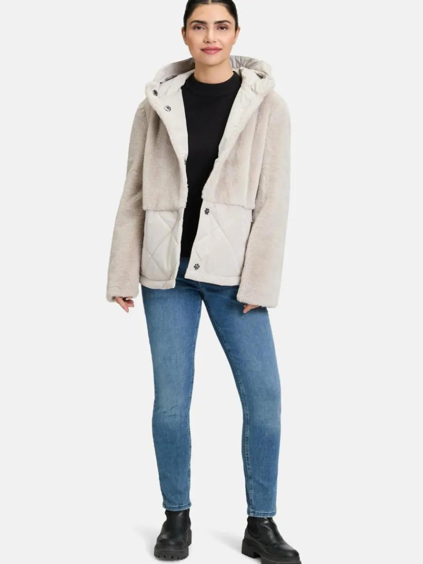 Amber & June Jacken & Westen*Damen Plüschjacke grau uni